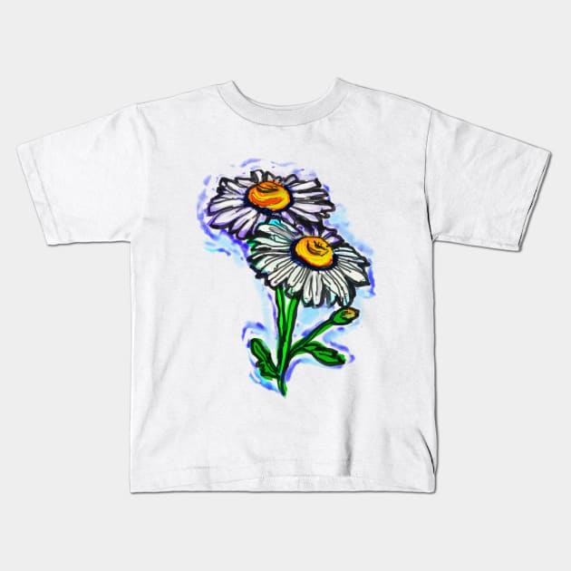 daisy flower art Kids T-Shirt by lalanny